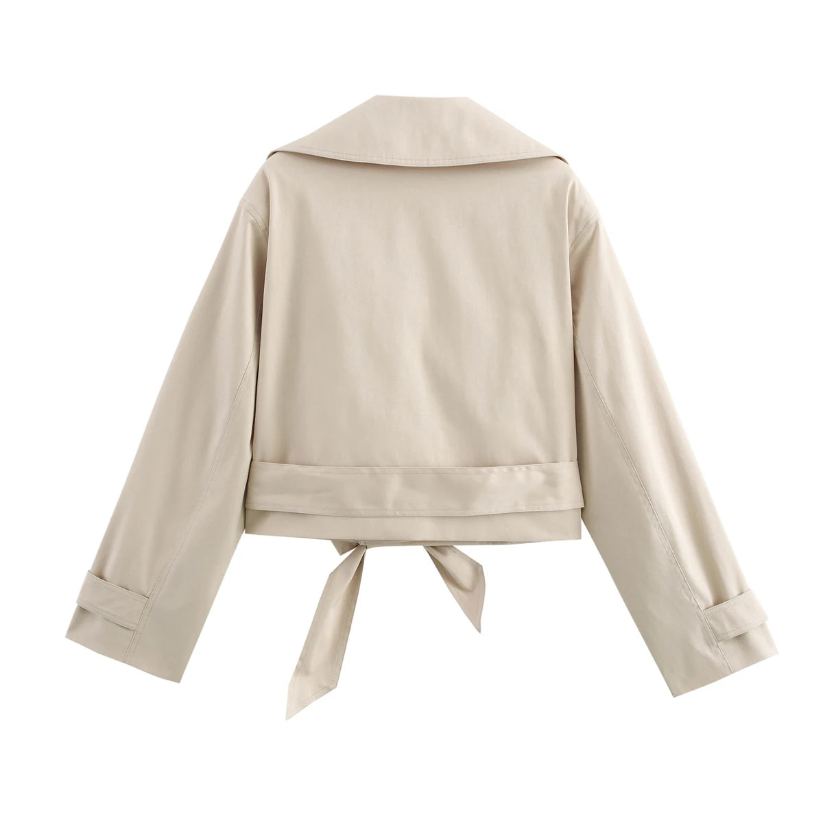 Trench femme croisé court à ceinture ajustable et col à revers