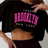 Crop Top Brooklyn New York Graphique – Haut Court Sport Décontracté Femme