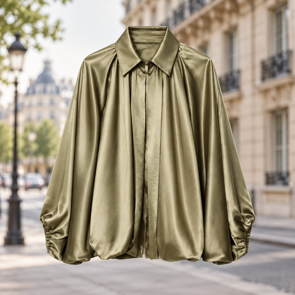 Blouson femme froncé à coupe ample, col rabattu et zip