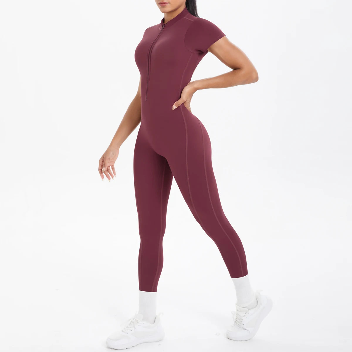 Combinaison de Sport Femme Dos Nu – Body Fitness Yoga Manches Courtes