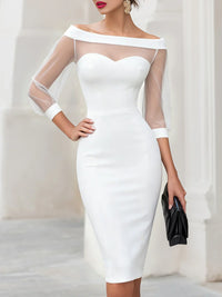 Robe Midi Moulante en Maille Transparente Femme