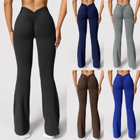 Mode Micro corne Leggings femmes v-back taille pantalons de sport taille haute Push Up fesses pantalons de sport solide mince Leggings décontractés