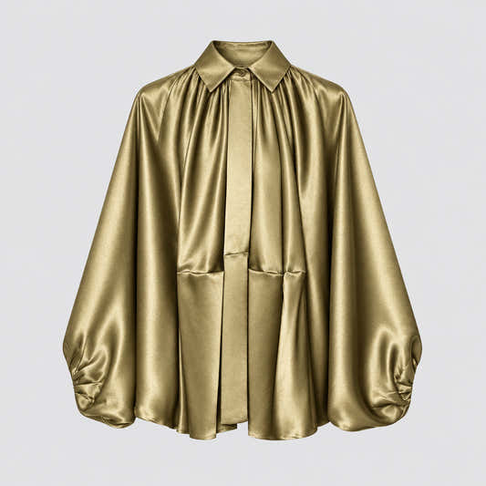 Blouson femme froncé à coupe ample, col rabattu et zip