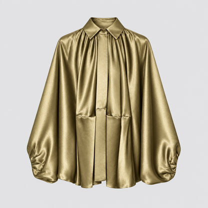 Blouson femme froncé à coupe ample, col rabattu et zip