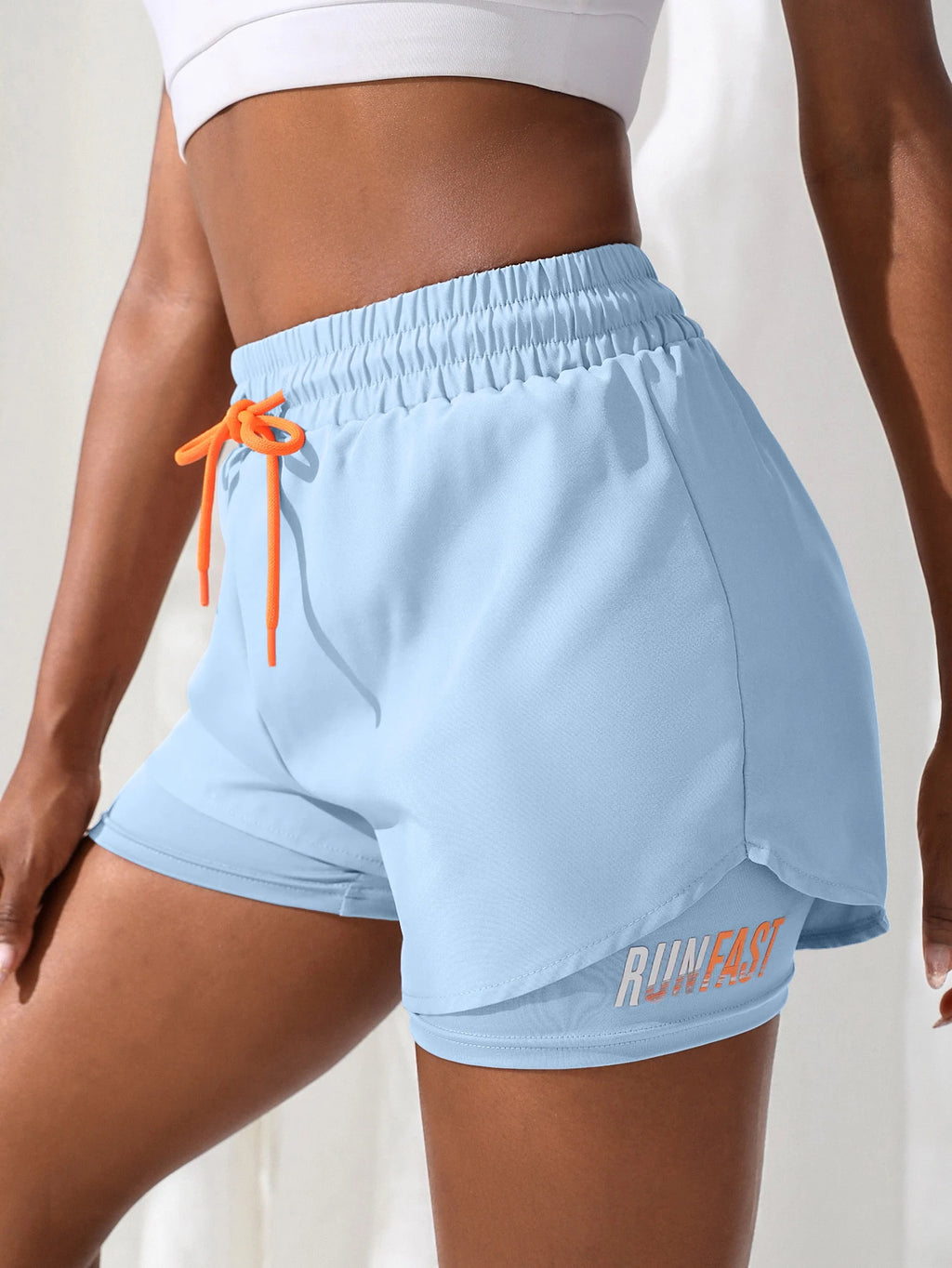 Short de Yoga taille haute pour femmes, avec contrôle de proximité élastique, short de course, faux pantalon deux pièces