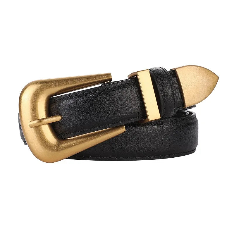 Ceinture en cuir véritable pour femme, cuir bordeaux avec structure en métal doré, mode décontractée de luxe, environnement pour robes en jean