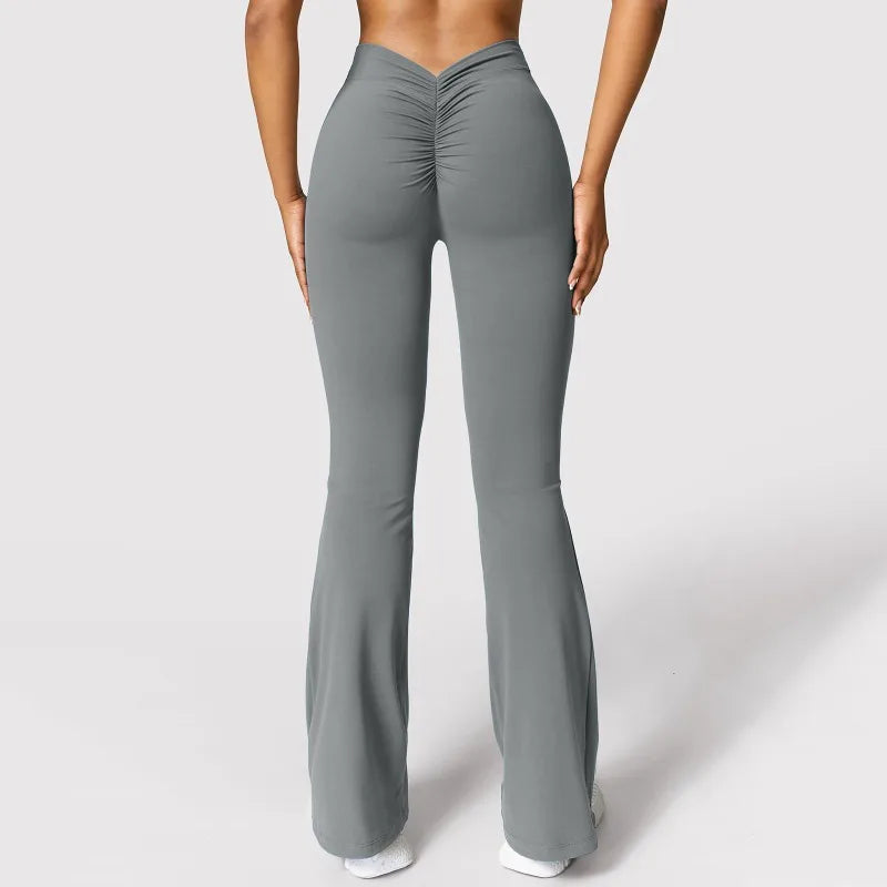 Mode Micro corne Leggings femmes v-back taille pantalons de sport taille haute Push Up fesses pantalons de sport solide mince Leggings décontractés