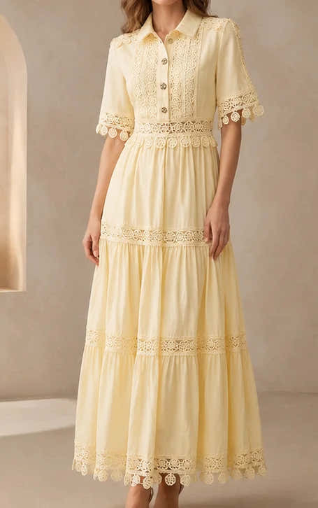 Robe longue élégante en viscose jaune