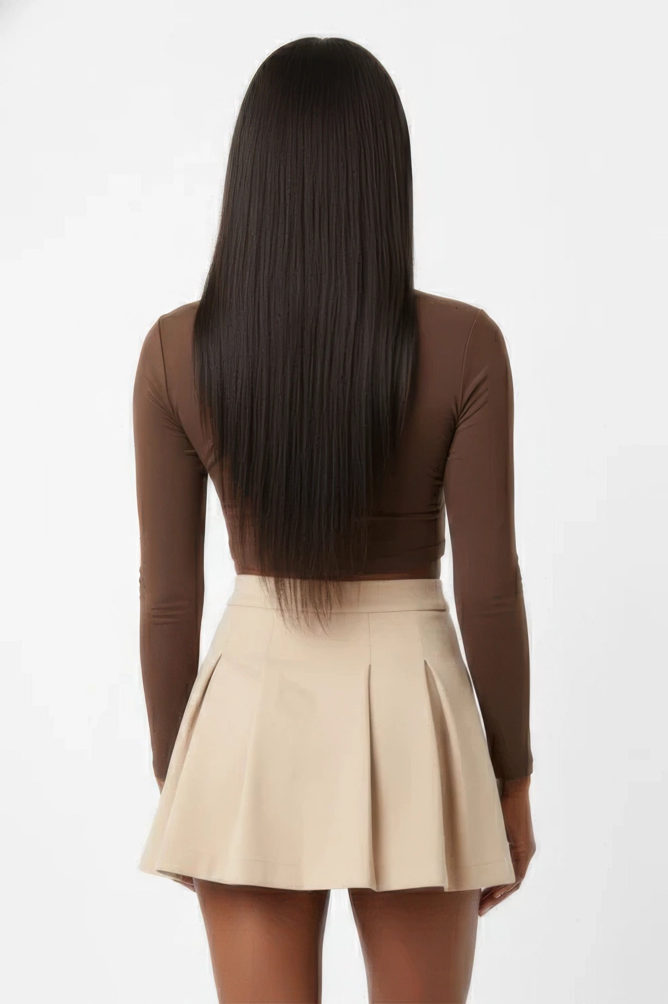 jupe Plissée  ivoire Taille Haute Femme Élégante vue de dos