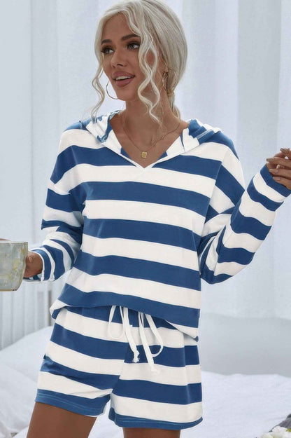 Two Pieces Striped Pajama Oversized Long Sleeves Set