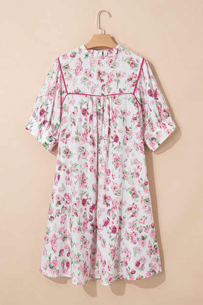 Robe Mini Plus Size Élégante avec Motif Floral