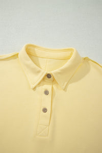 Polo jaune crème femme avec col, patte à boutons et surpiqûres