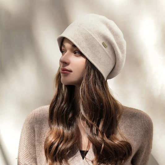Béret d'hiver en laine mélangée uni pour femme – vue 1