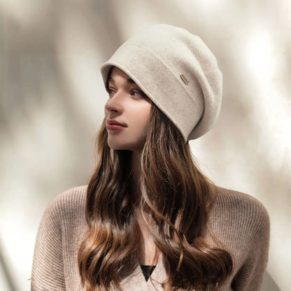 Béret d'hiver en laine mélangée uni pour femme – vue 1