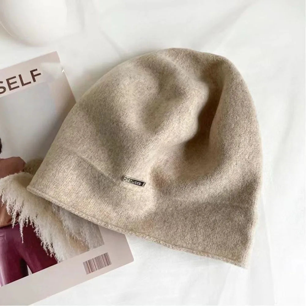 Béret d'hiver en laine mélangée uni pour femme – vue 10