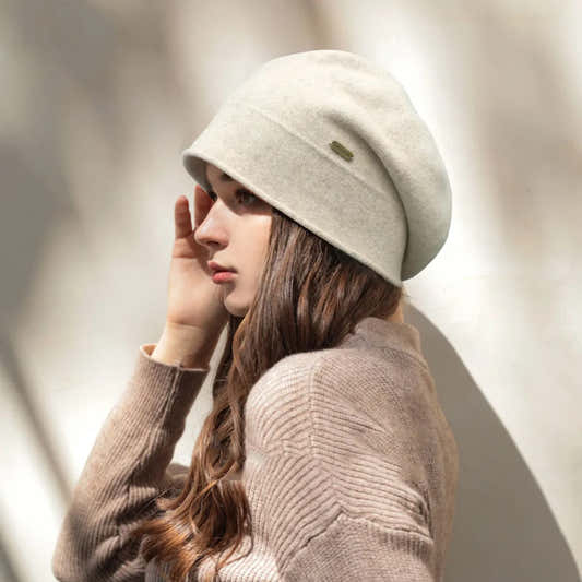 Béret d'hiver en laine mélangée uni pour femme – vue 2