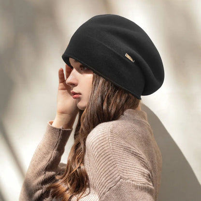 Béret d'hiver en laine mélangée uni pour femme – vue 6