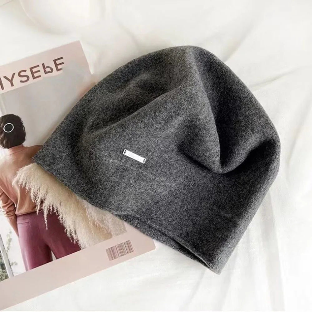 Béret d'hiver en laine mélangée uni pour femme – vue 7
