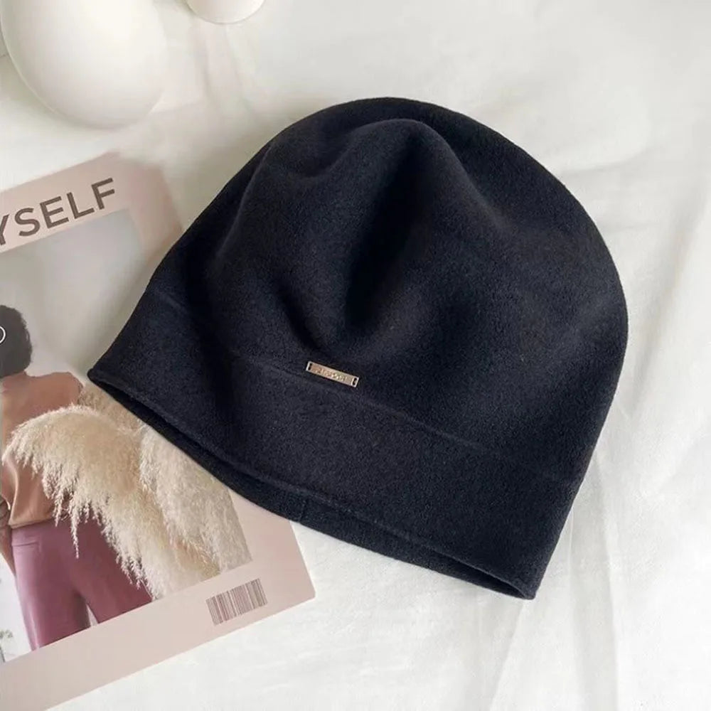 Béret d'hiver en laine mélangée uni pour femme – vue 8