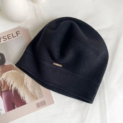 Béret d'hiver en laine mélangée uni pour femme – vue 8