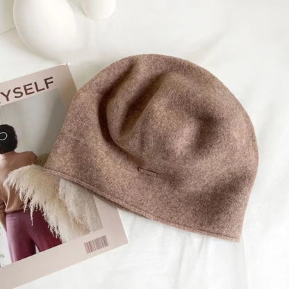 Béret d'hiver en laine mélangée uni pour femme – vue 9