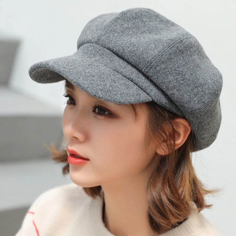 Béret octogonal uni style peintre pour femme – vue 3