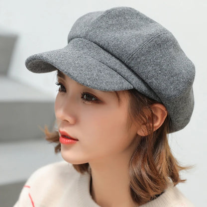 Béret octogonal uni style peintre pour femme – vue 3