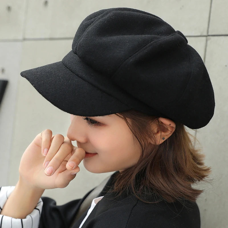 Béret octogonal uni style peintre pour femme – vue 4