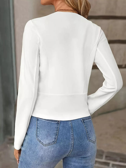 Blazer court ouvert sur le devant pour femme, coupe minimaliste – vue 4