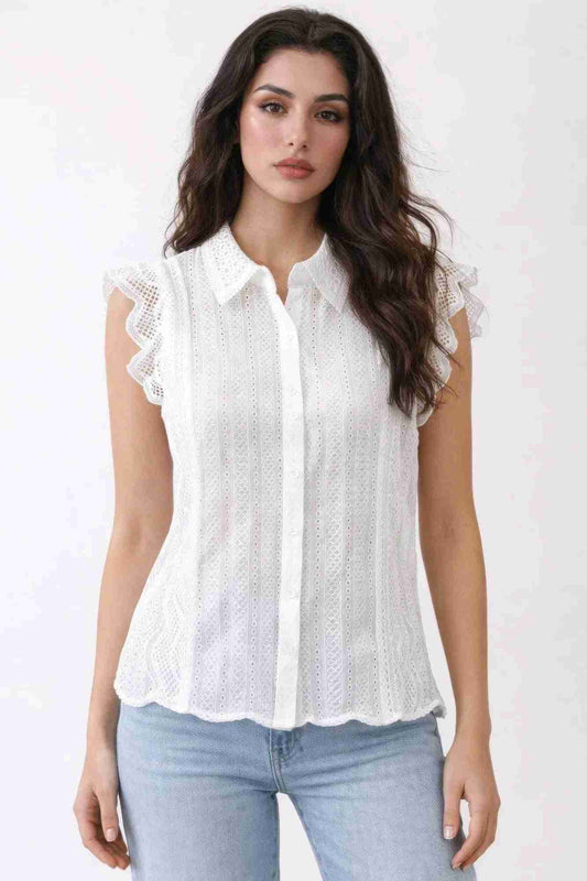 Blouse Dentelle Coton Broderie Anglaise Femme Élégante Oléna-Fashion