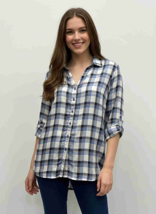Blouse Femme Carreaux Erika - Rayonne Fluide Boutonnée Oléna-Fashion