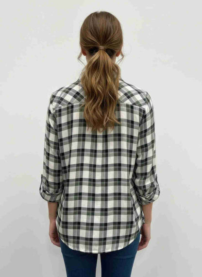 Chemisier Femme Carreaux Erika – Rayonne Fluide Boutonné by Coqueta INC