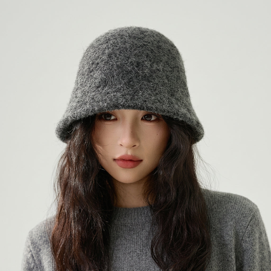 Bob d'hiver en maille, chapeau seau pour femme – vue 1