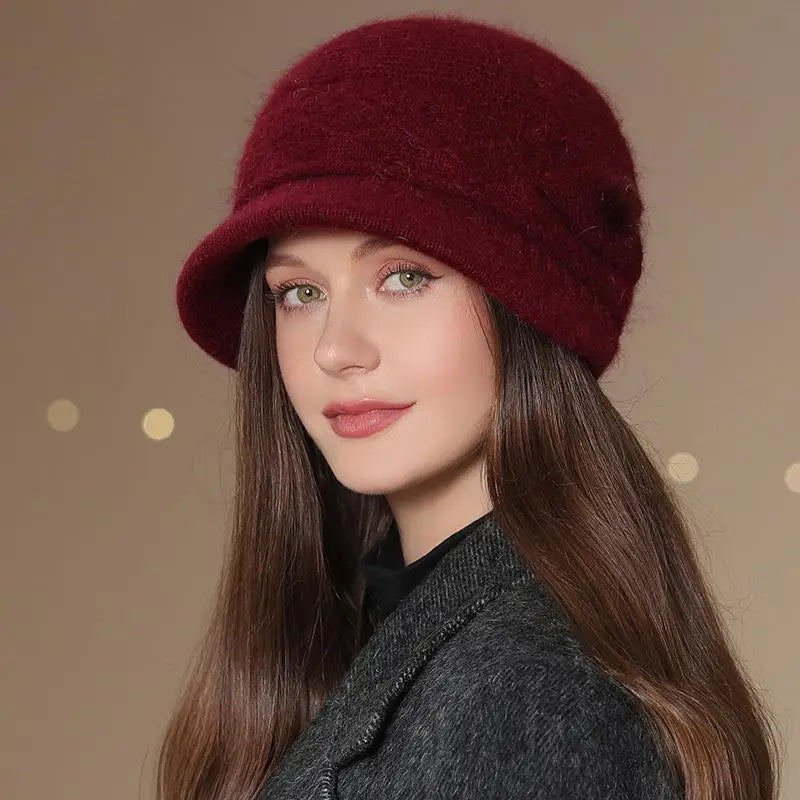 Bob d'hiver tricoté et doublé pour femme – Bordeaux