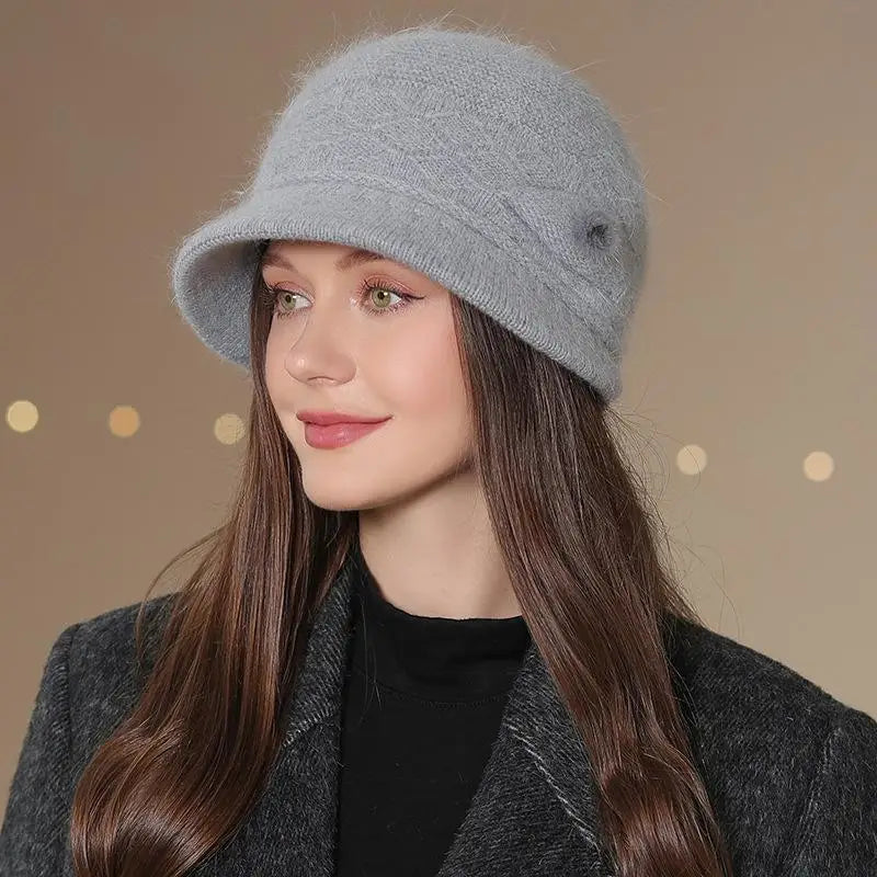 Bob d'hiver tricoté et doublé pour femme – Gris