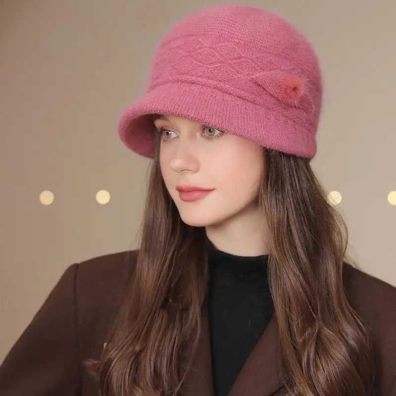 Bob d'hiver tricoté et doublé pour femme – Rose
