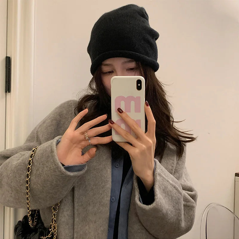 Bonnet baggy tricoté unisexe à cordon de serrage – vue 3