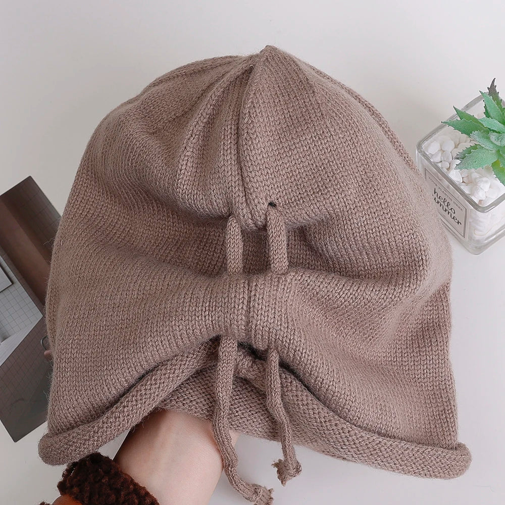 Bonnet baggy tricoté unisexe à cordon de serrage – vue 5