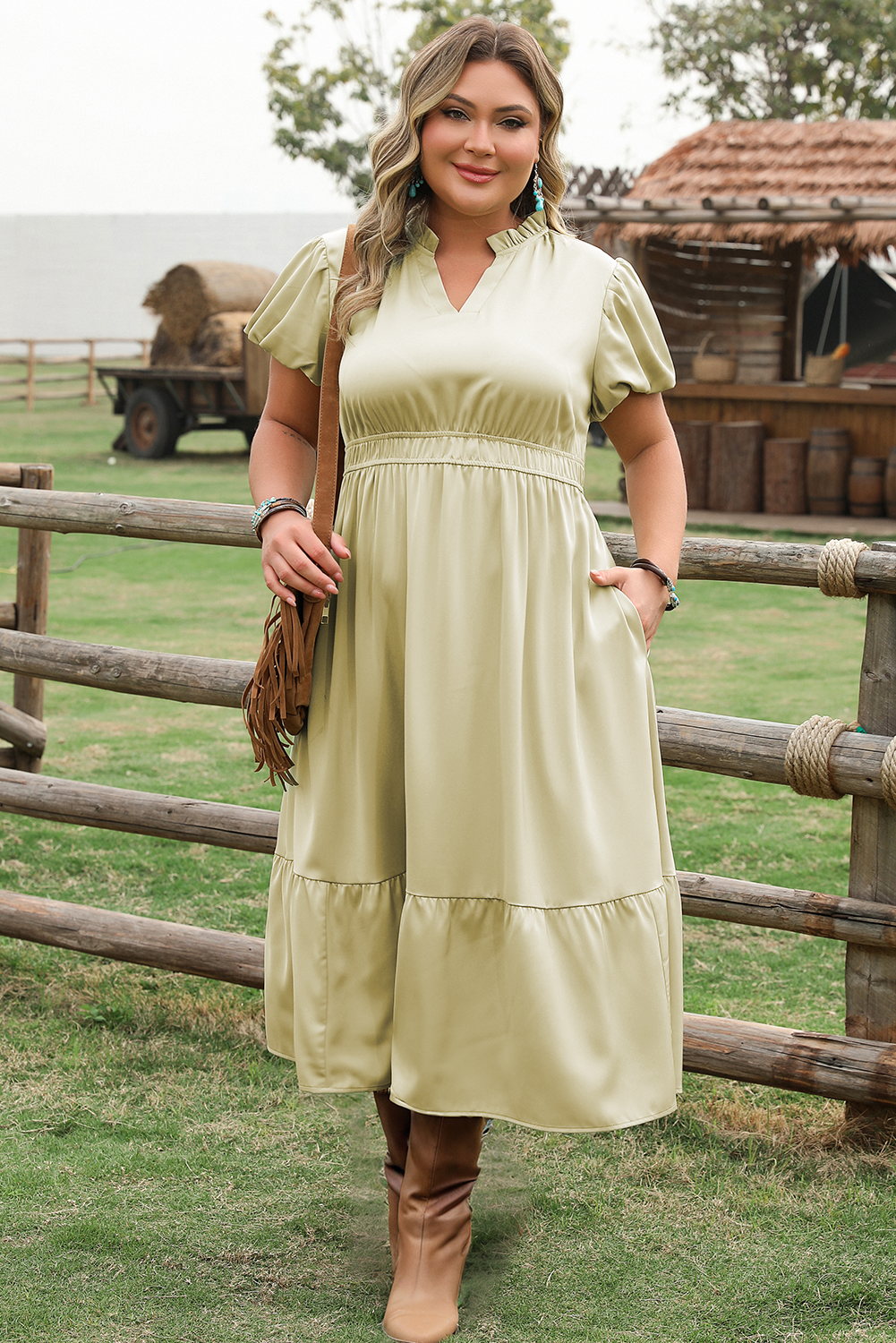 Robe Maxi Plus Size Élégante Verte