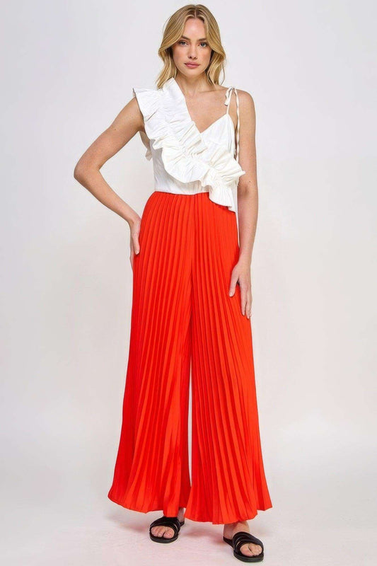 Cami Asymmetrical Ruffle Detail Pleated Bottom Jumpsuit - Premium jumsuit - Shop now at Oléna-Fashion