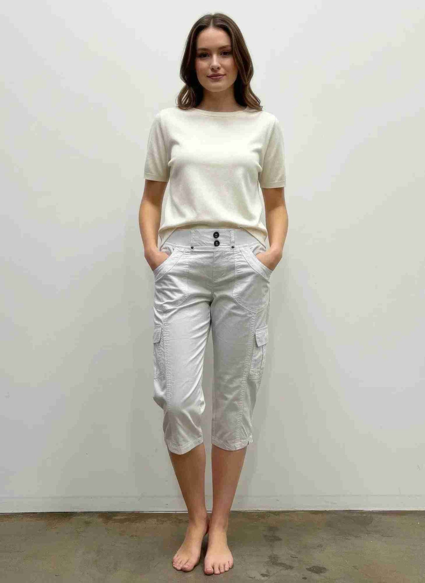 Capri Femme Coton Stretch - Taille Élastique Confort Chic by CCWHOLESALECLOTHING