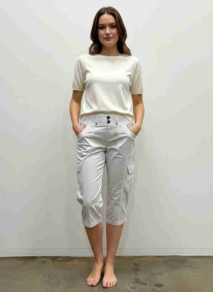 Capri Femme Coton Stretch - Taille Élastique Confort Chic by CCWHOLESALECLOTHING