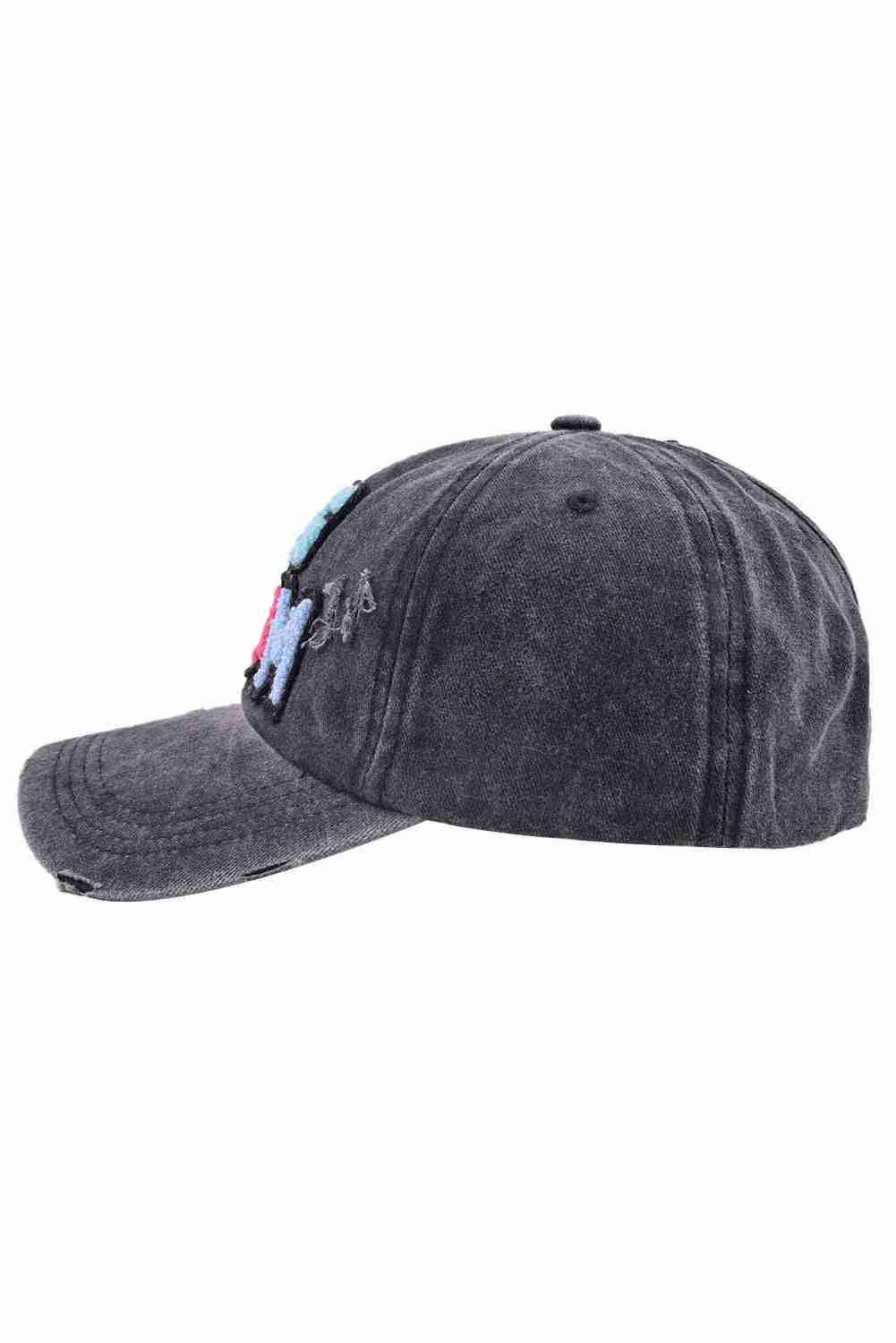 Casquette baseball femme gris délavé, couture arrière et petit patch sur le côté