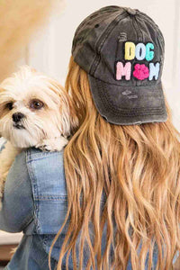 Casquette baseball femme noire/gris chiné brodée « DOG MAMA » multicolore