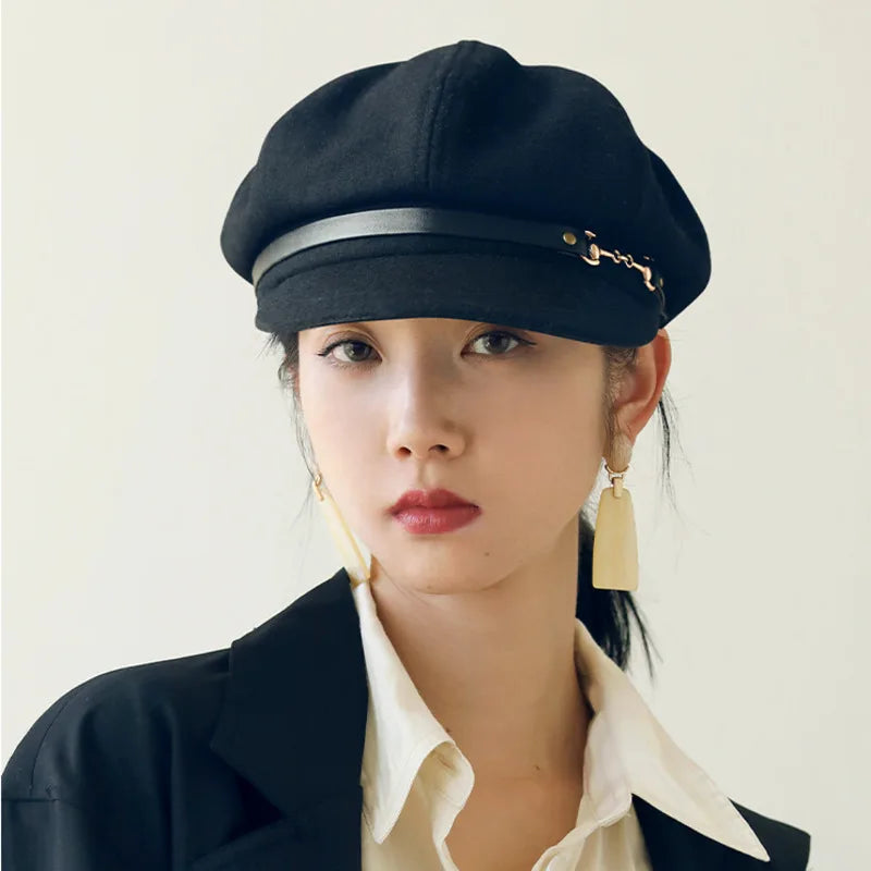Casquette gavroche octogonale en feutre pour femme – vue 1