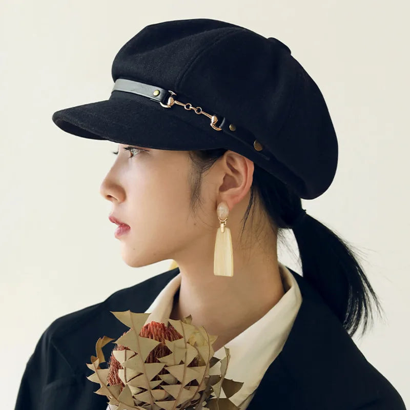 Casquette gavroche octogonale en feutre pour femme – vue 2