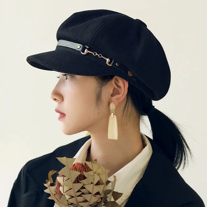 Casquette gavroche octogonale en feutre pour femme – vue 2