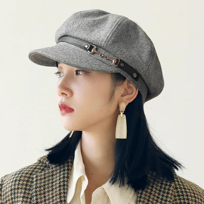 Casquette gavroche octogonale en feutre pour femme – vue 3