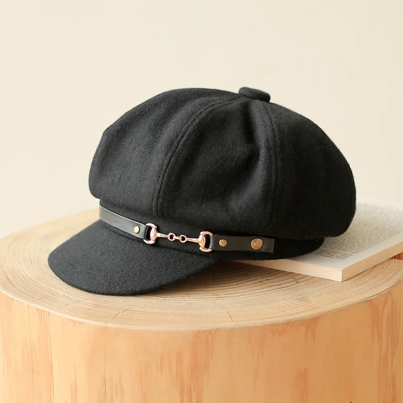 Casquette gavroche octogonale en feutre pour femme – vue 4