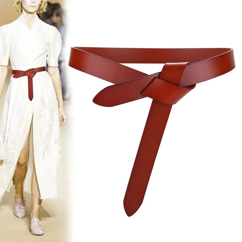 Ceinture corset en cuir de vache pour femme, sangle nouée – vue 1